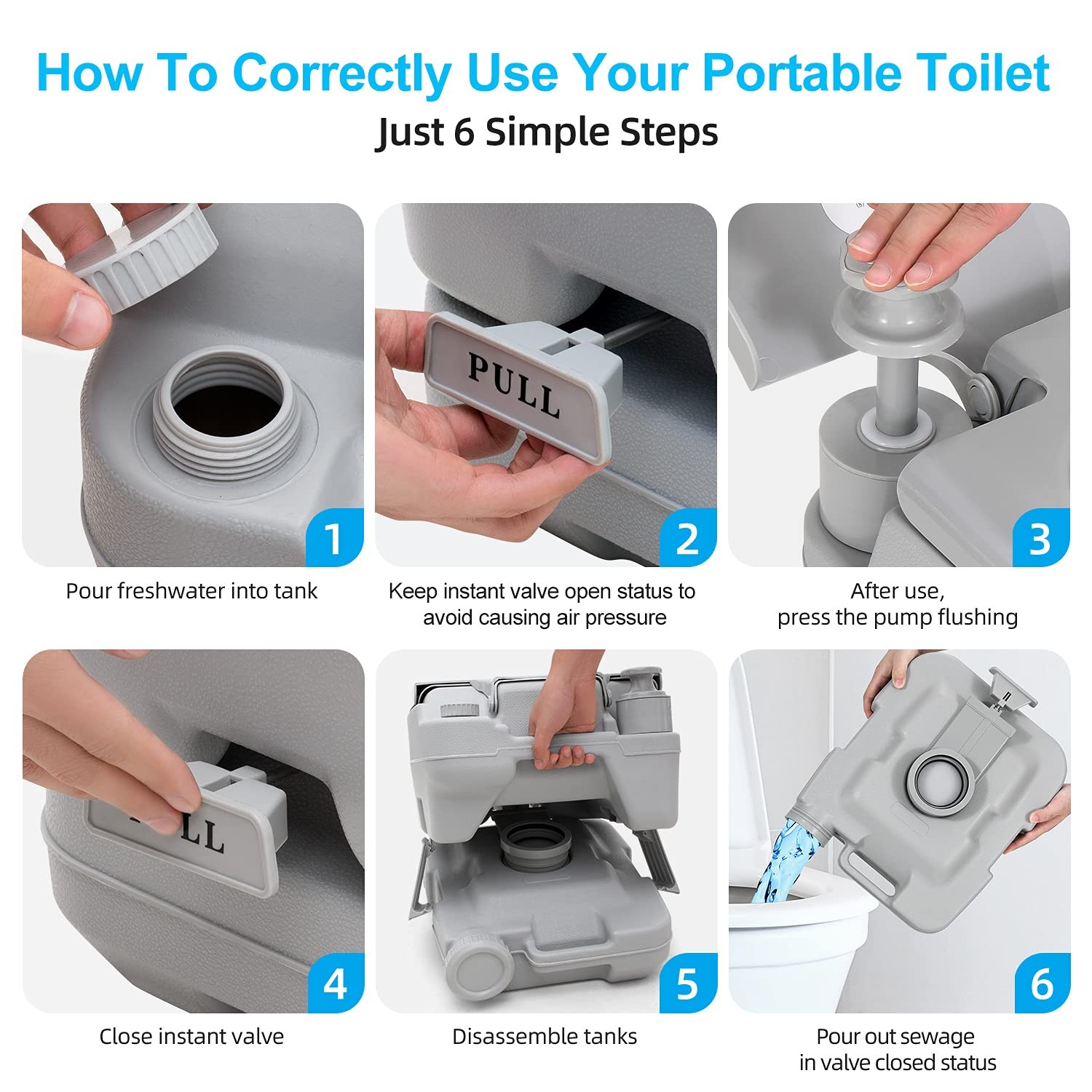 Yitahome Portable Travel Toilet Rv Potty 2.6 Gallon Detachable Tank Double