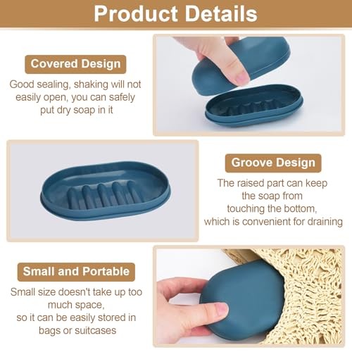 4Pcs Bar Soap Holder, IEMIEBSHA Leakproof Portable Travel Soap Dish Case with