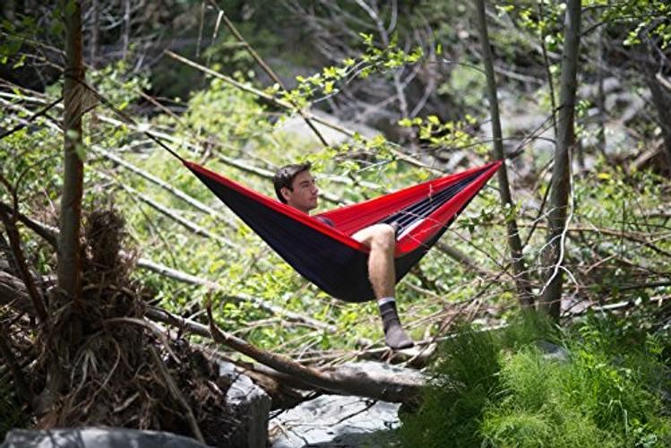 Single – Camping Hammock – Camping Essentials, Portable Hammock – Navy / Red