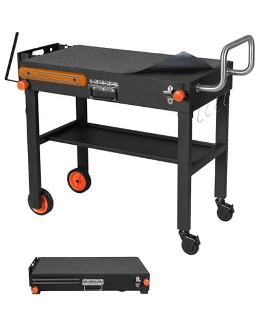 Grill Table Forstone Griddle 22 and 17 Inch, Grill Carts 32″D x 17″H Black