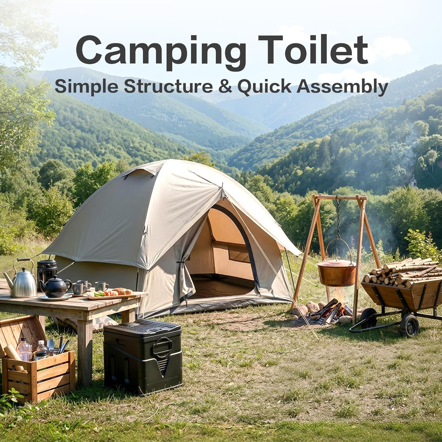 Portable Toilet,Camping Toilet Have Small Foldable Size. It Is Compact Portable