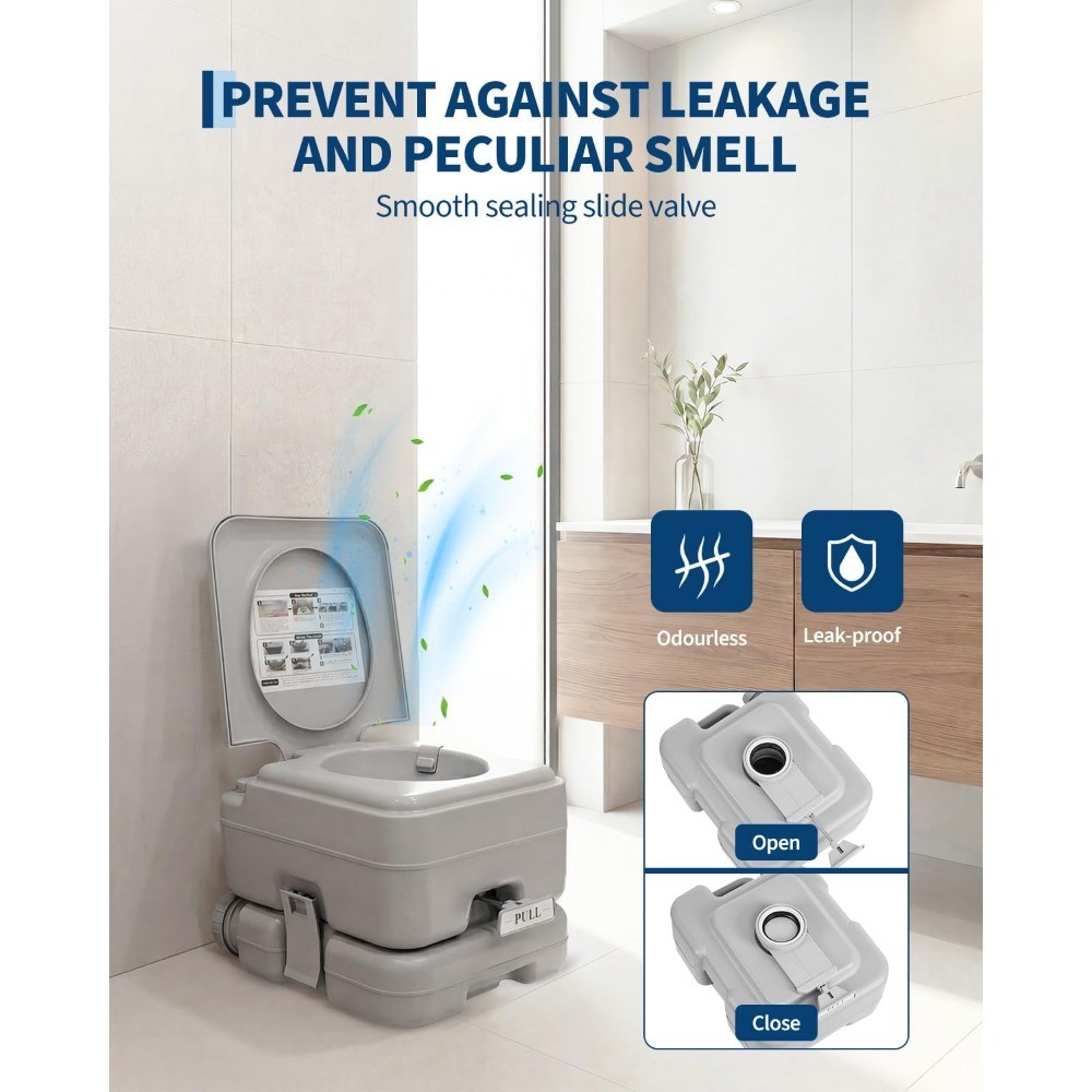 Portable Outdoor Toilet 2.6 Gallon w/ Flush T Outlet Water For Camping & Hiking
