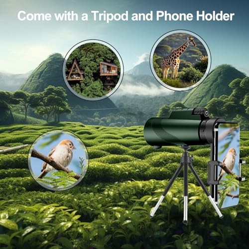 High-Definition 80×100 High-Powered Monocular Telescope for Green