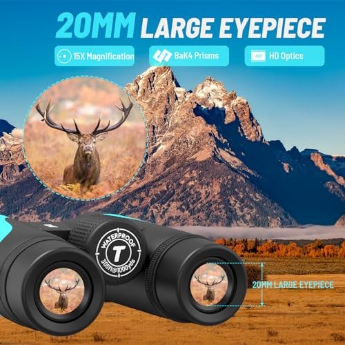 15×55 UHD Binoculars for Adults High Powered with Phone Adapter – Large Blue