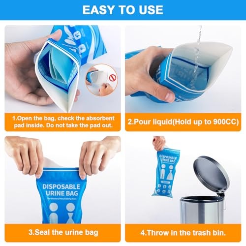 12/24 Pcs Disposable Urine Bags, 900ML Pee Bags for Travel for Women 12 Pack