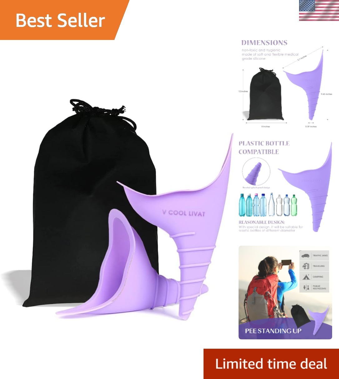 Go Anywhere with Our 2-Pack Silicone Pee Device – Ideal for Camping and Travel