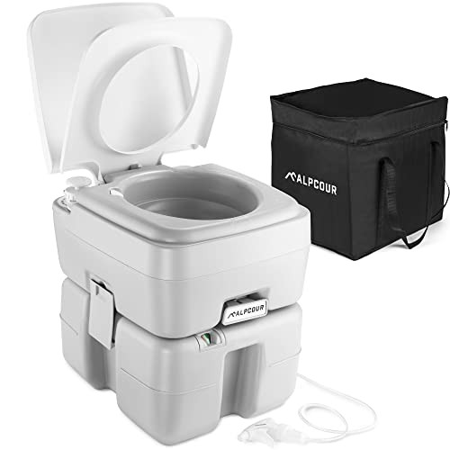 Portable Toilet – Compact Indoor & Outdoor Commode w/Travel Bag for 5.8 Gallon