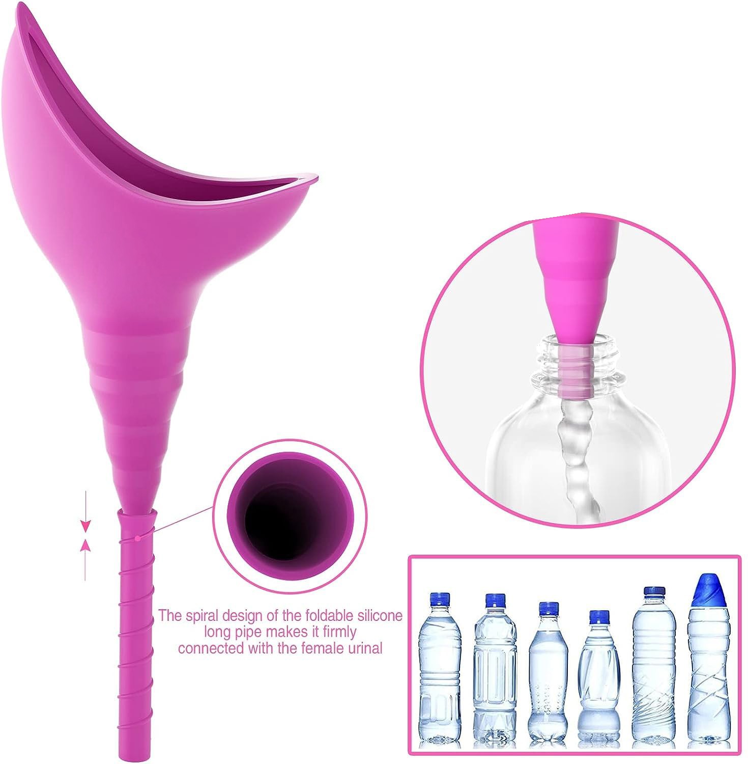 Women Pee Funnel, Portable Female Urination Device, Outdoor Hiking, Purple