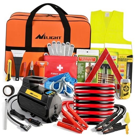 Car Emergency Kit with Jumper Essential Kit+Digi Air Compressor+Tire Fuse kit