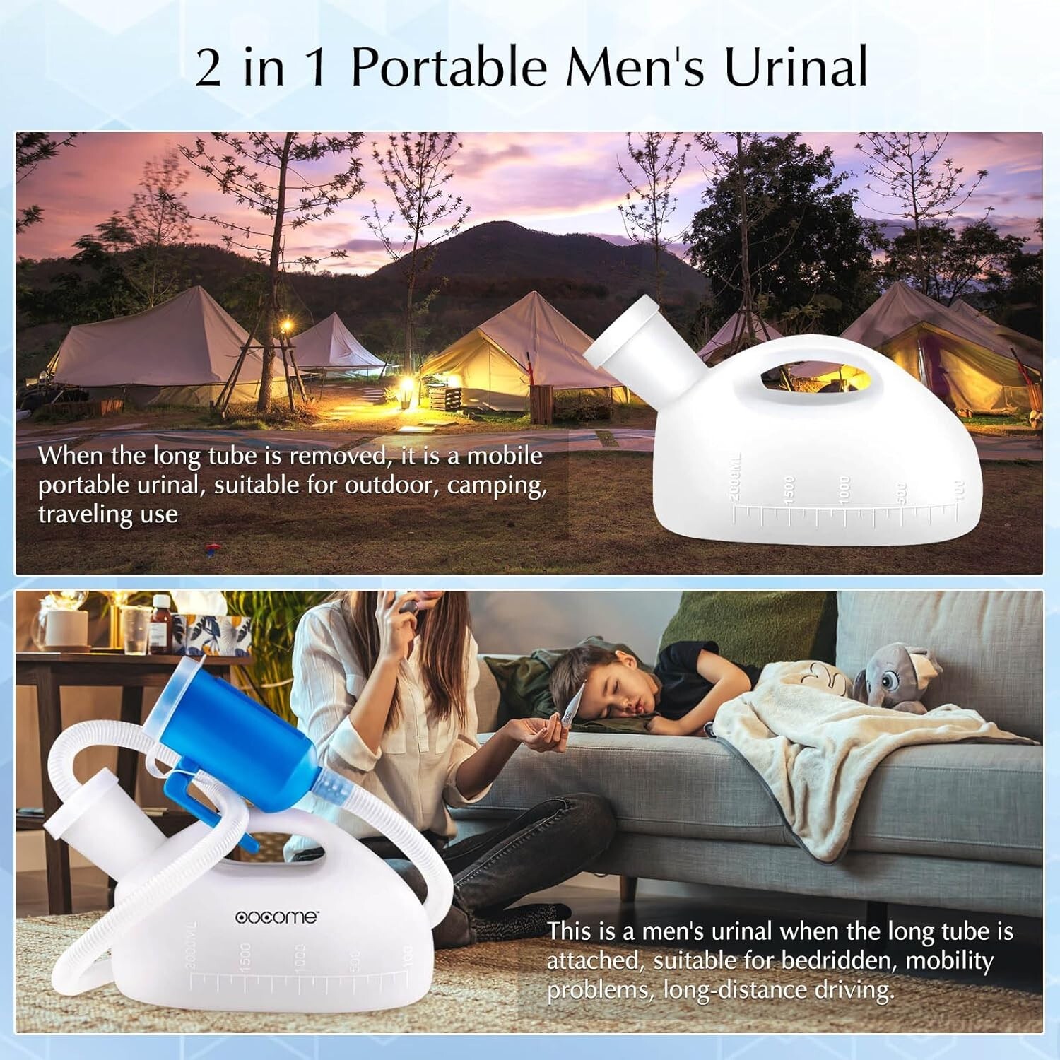 Comfort and Hygiene with 2000ml Male Urinal Bottle – Anti-Odor Cap Included