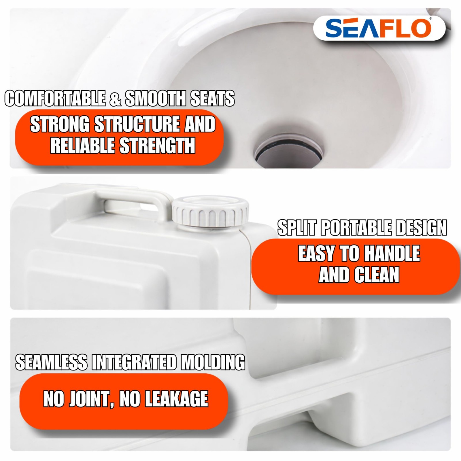 SEAFLO Portable Toilet for Marine, RV, Camping and Boat (2.6 Gallon)
