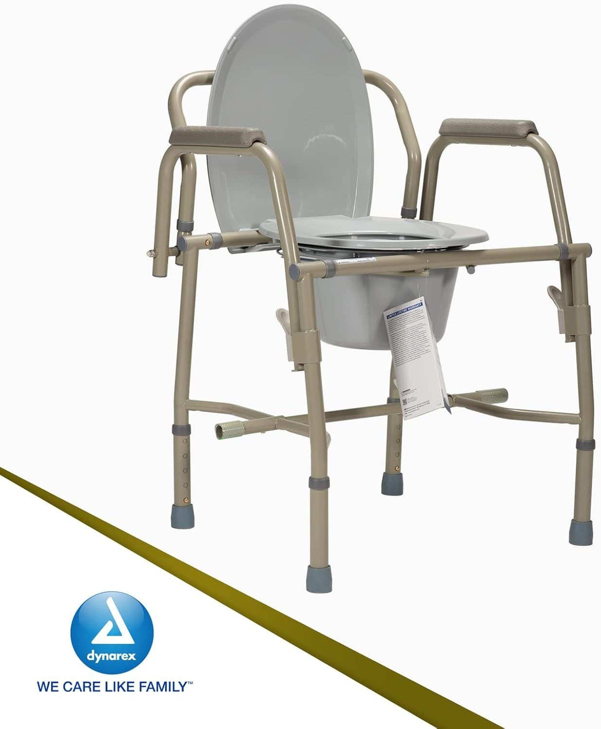 Heavy-Duty Drop-Arm Folding Commode – Adjustable, Portable Toilet for Safety