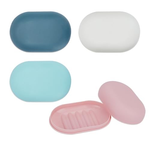4Pcs Bar Soap Holder, IEMIEBSHA Leakproof Portable Travel Soap Dish Case with