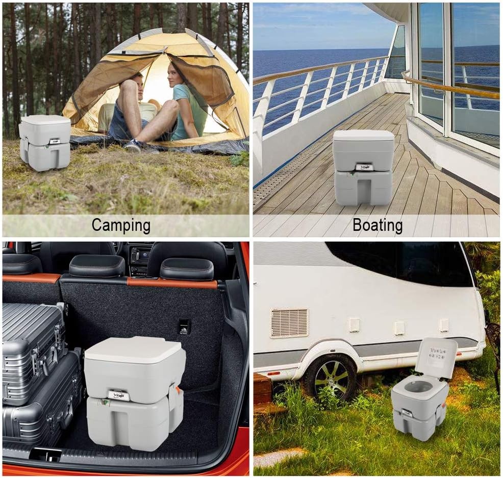 Portable 5.3 Gallon Camping Toilet w/Carrying Bag,Large Capacity Tank