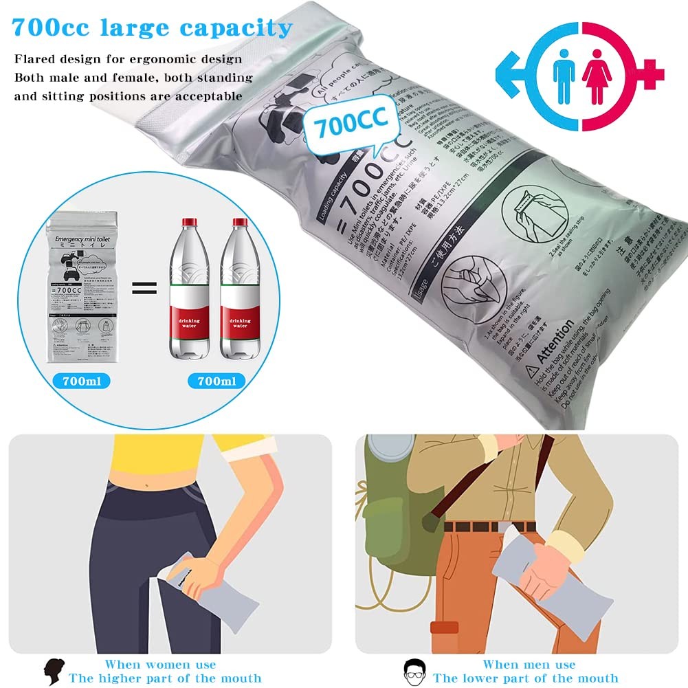 Disposable Urine Bags, 700ml Portable Urine Bag for Camping Travel Car Jam Ou…