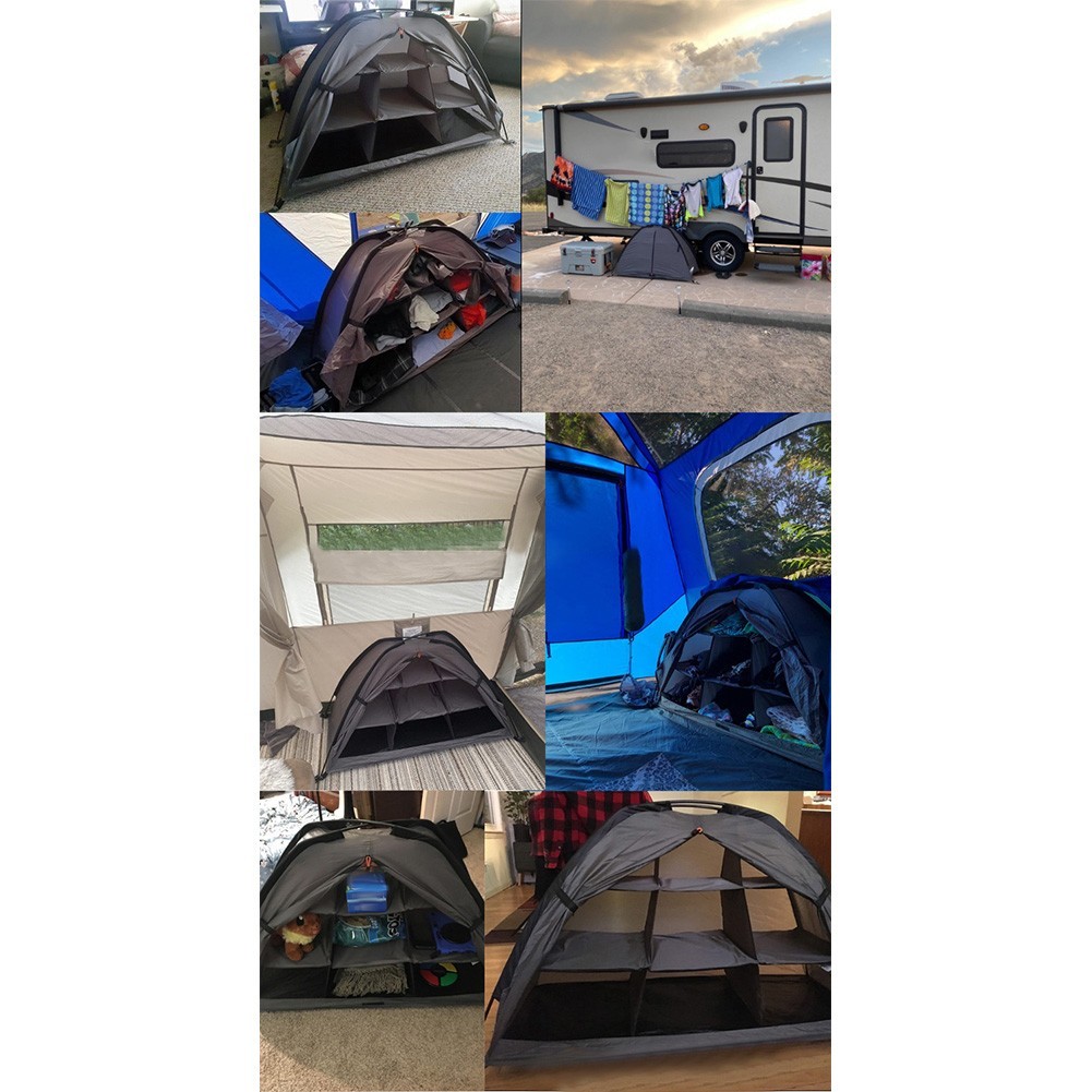 Camping Shoes Storage Organizer 9 Shelf Collapsible RV Tent Clothes Organizer