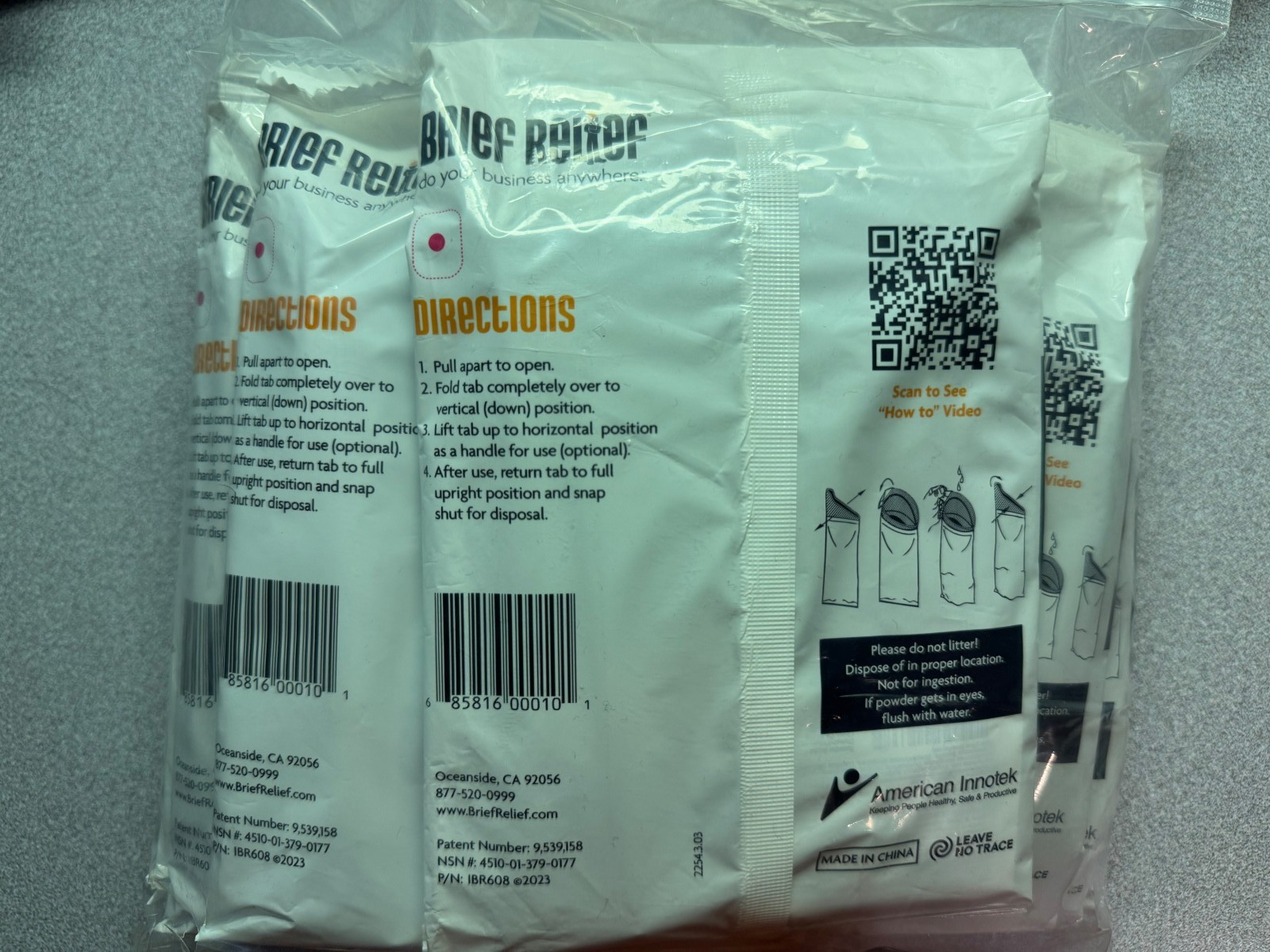 Pack of 10 Brief Relief BR608 Disposable Urinal Bag