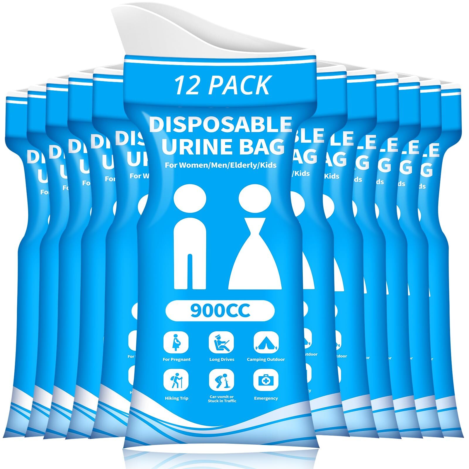 Disposable Urine Bag for Travel – 900ML Portable Pee Bags for Women Men 12 PC…