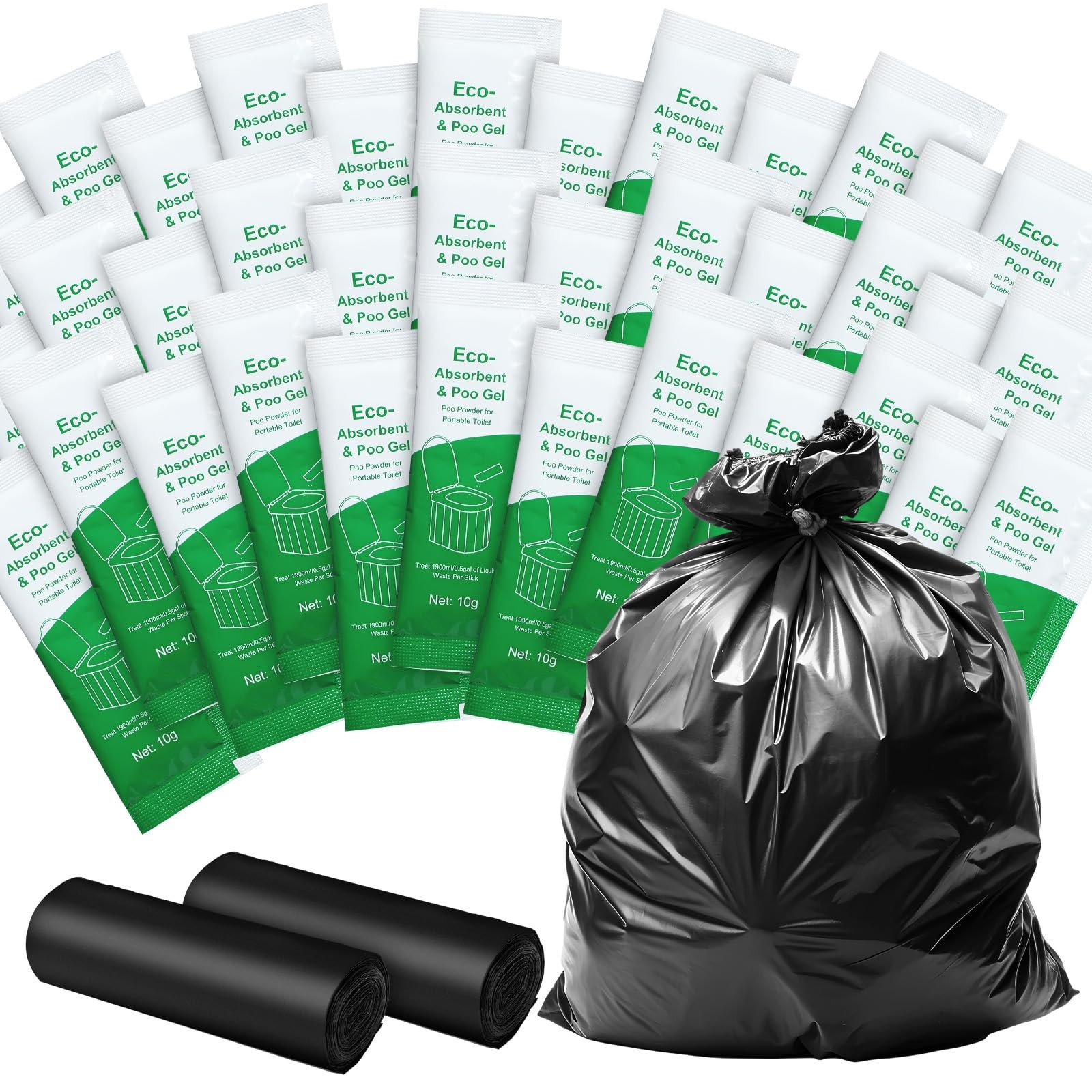 72 Pcs Portable Toilet Bags Poo Set 36 Pack 10 Gal Camping Toilet Bags with 3…