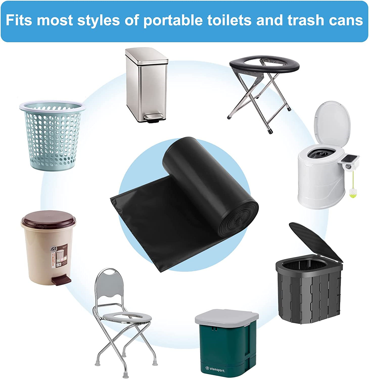 80 Portable Camping Toilet Bags 8 Gallon Thickened Biodegradable Toilet Waste B