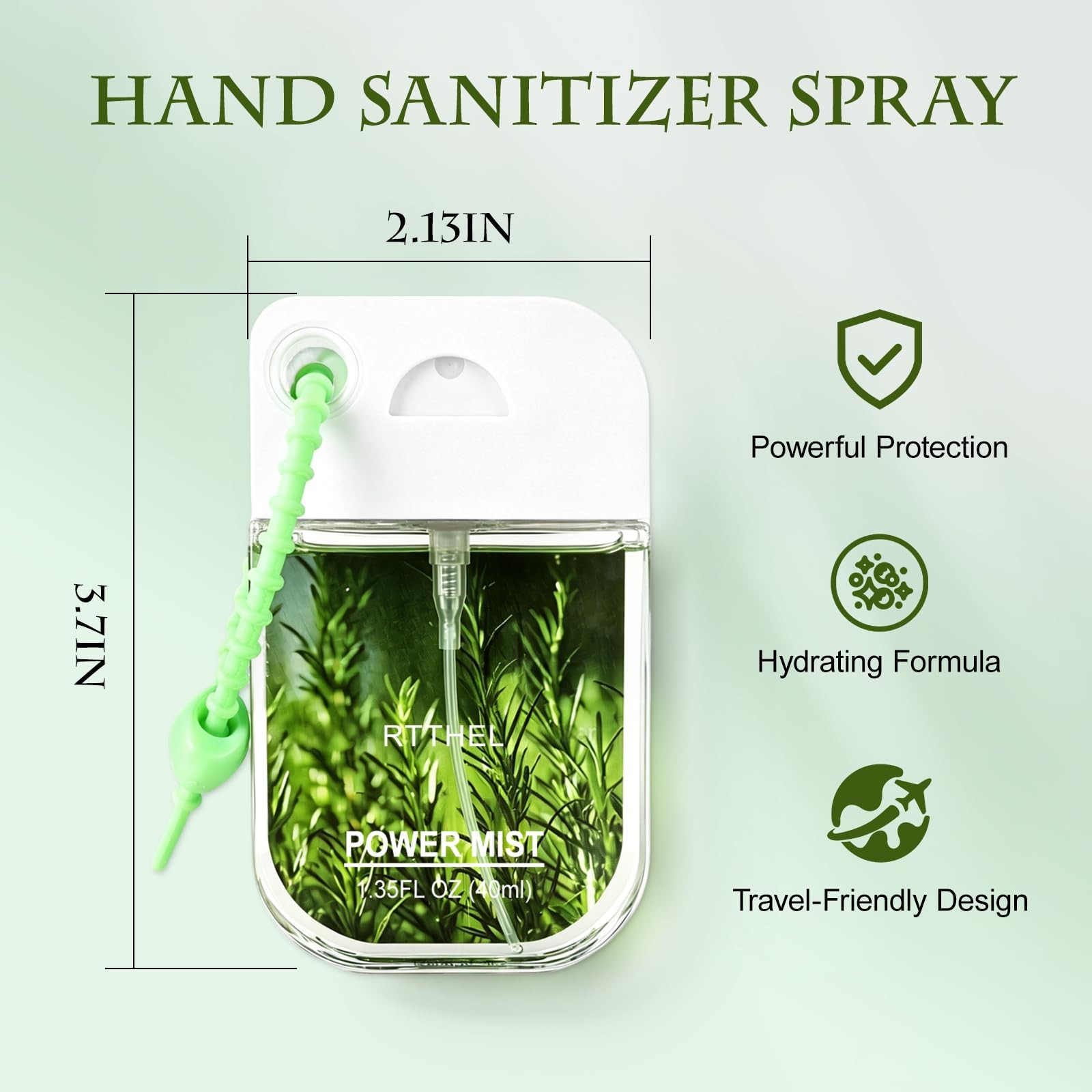 RTTHEL 2Pack Hand Sanitizer Spray Keychain, Mini Travel-Size Portable Power M…