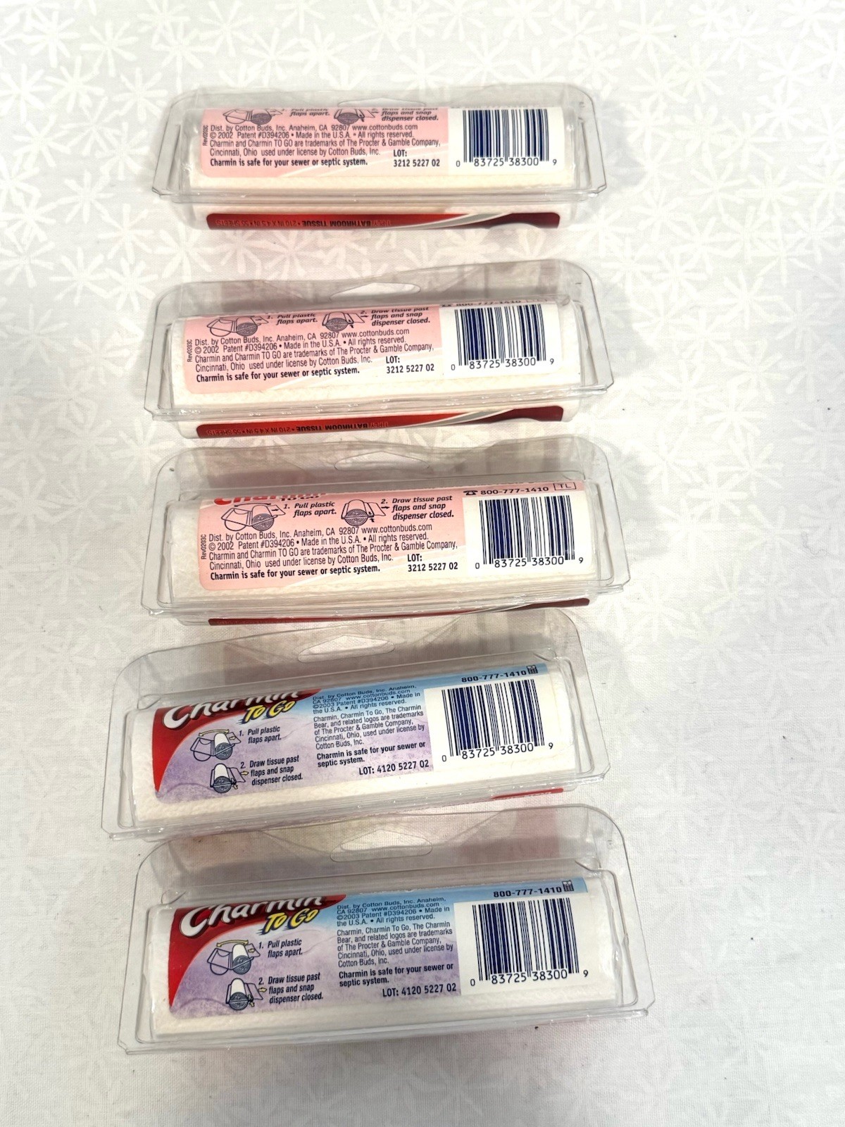 Vintage 2002 Charmin To Go Travel Toilet Paper 55 Sheets Sealed Lot of 5