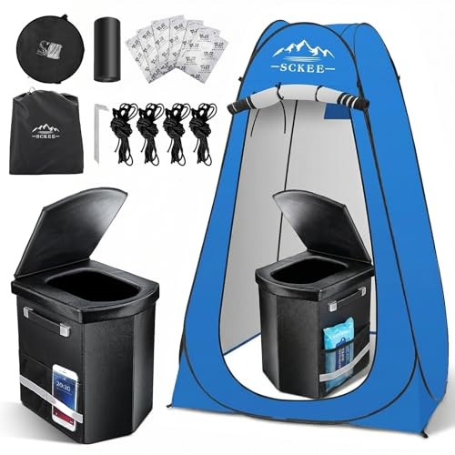 16.5” Camping Toilet with Pop-Up Privacy Tent Set, XL Portable Toilet for