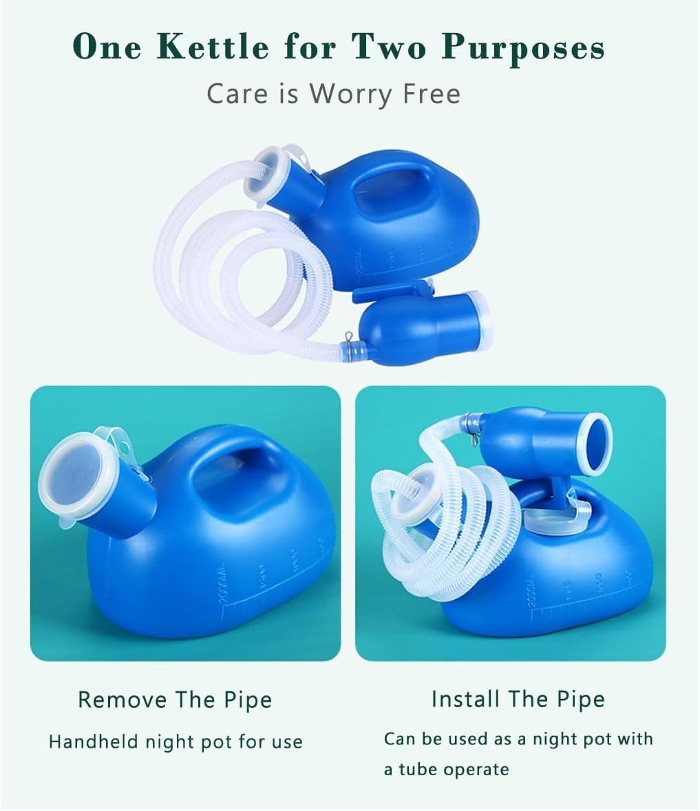 Portable Male Urinal Bottle – 68 OZ with Flexible 59″ Hose & Odor-Proof Cap