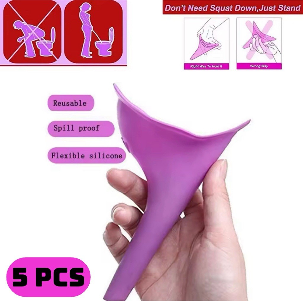 5 PCS NEW! Portable Camping Travel Toilet Women Urinal Pee Funnel Purple 5X