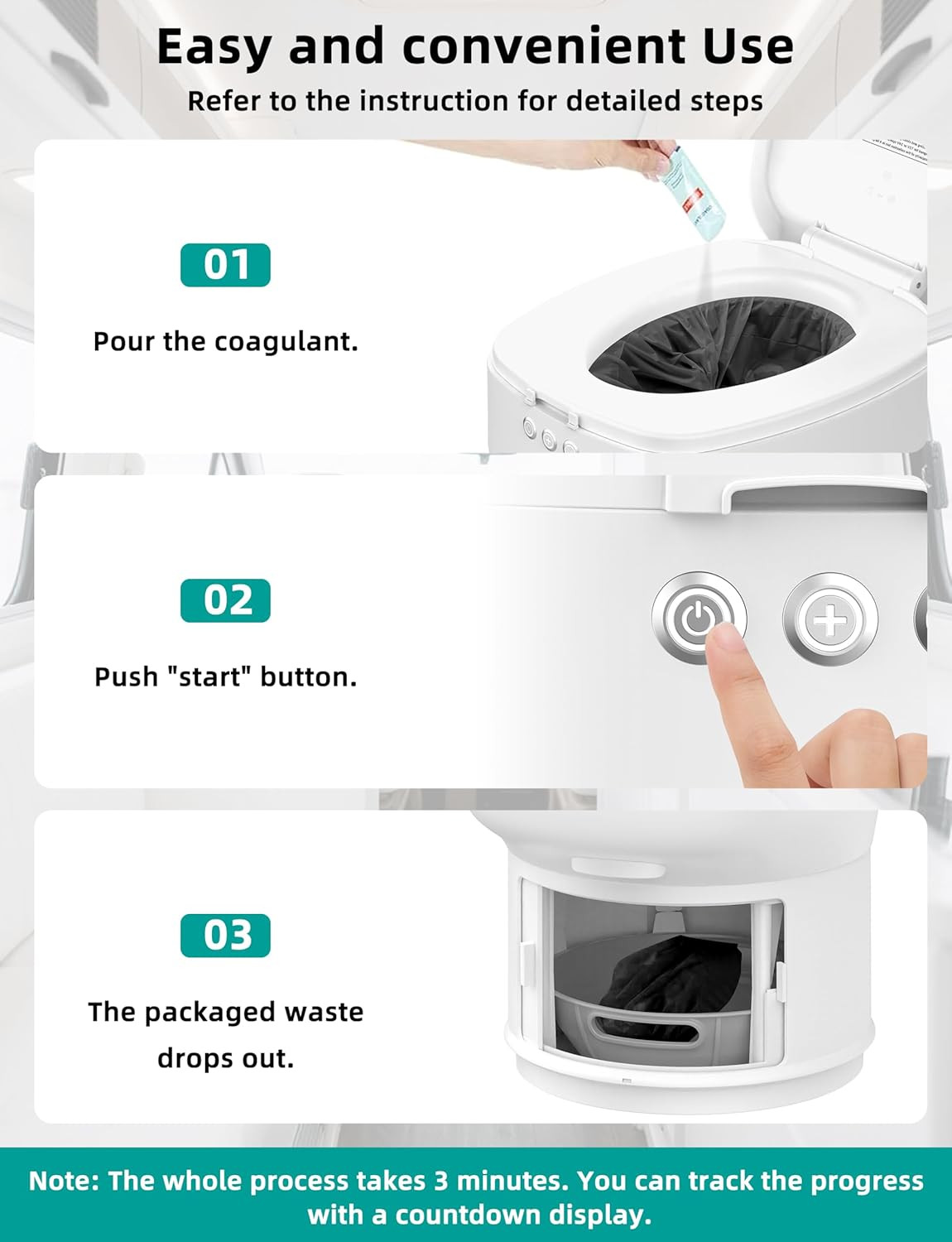 Waterless RV Toilet – Loo Seal R1808, Rechargeable & Easy to Use