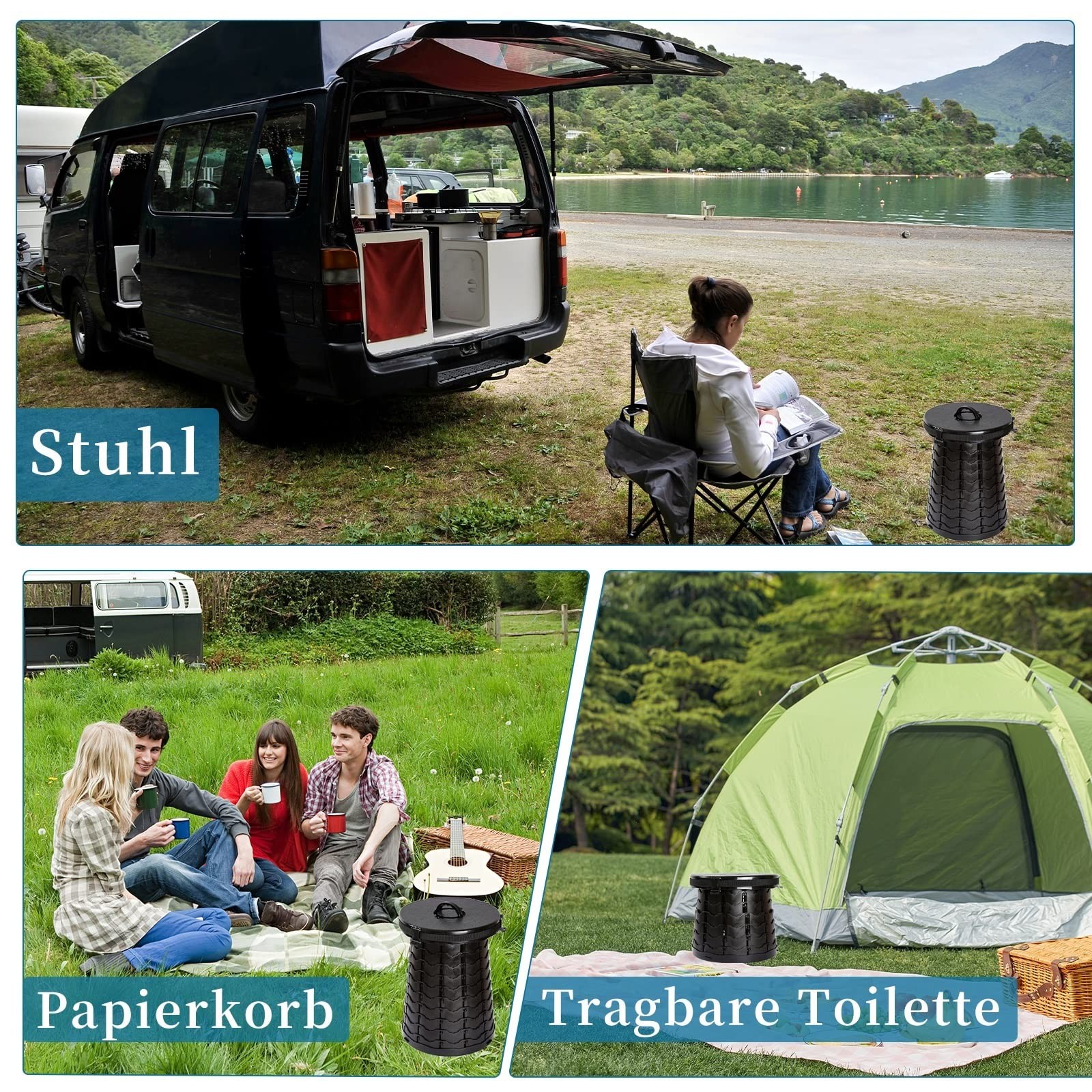 Camping Toilet Foldable | Dry Toilet Maximum Load 300 Kg | Compact M…