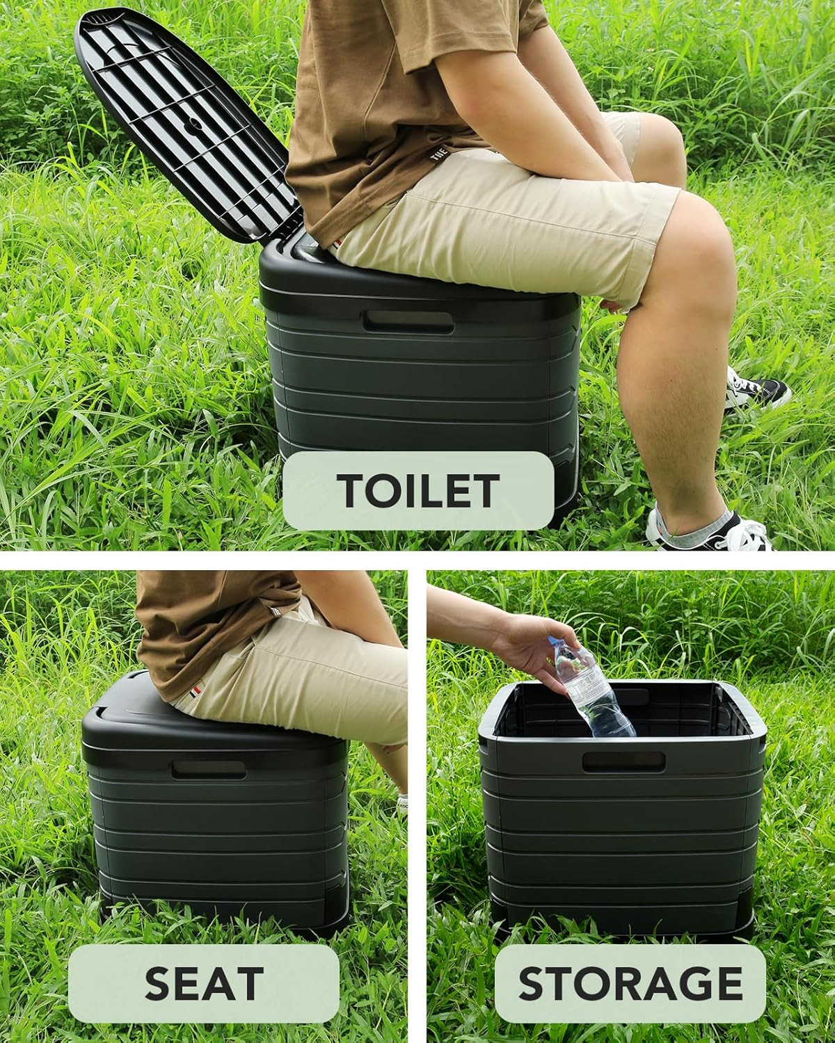 Bano portatil XXL para adultos inodoro plegable camping exterior extra grande