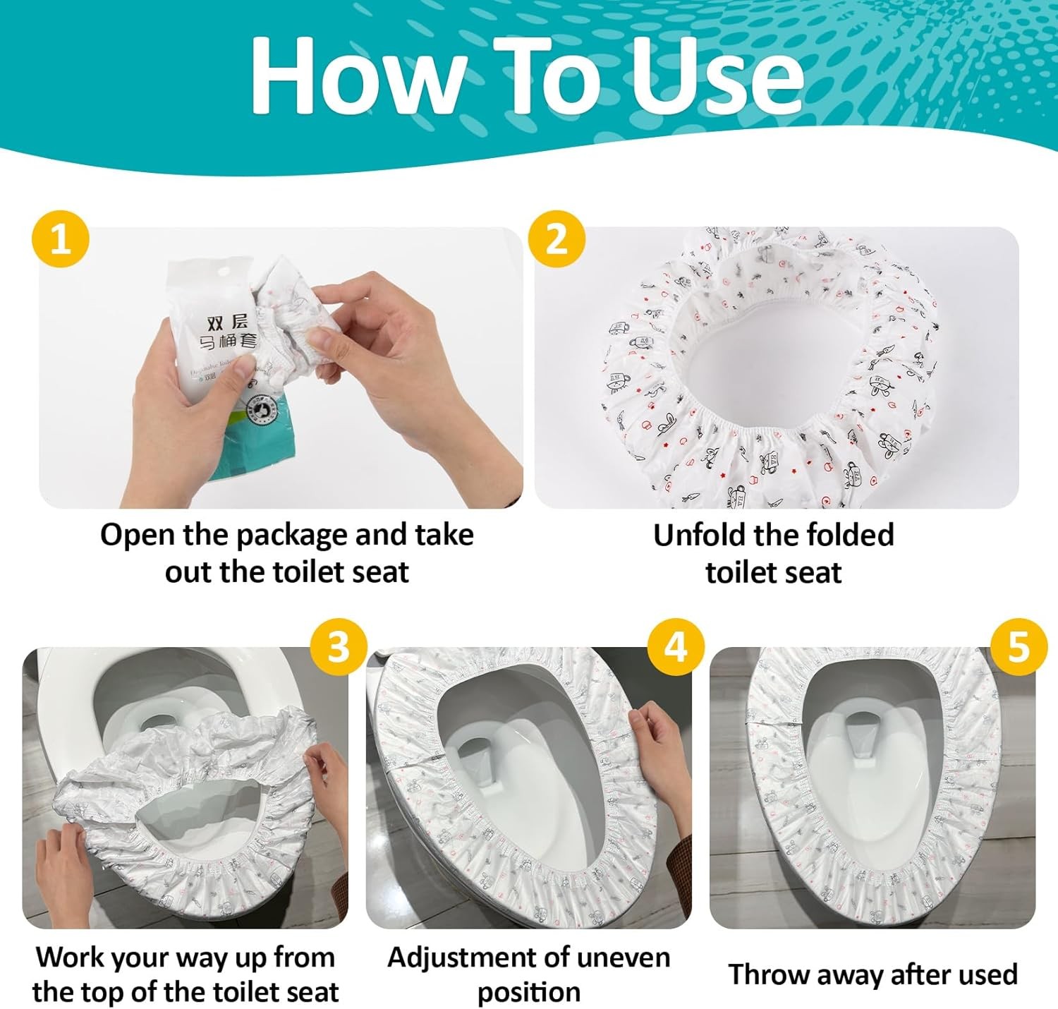 15pcs Disposable Toilet Seat Covers Waterproof Travel Portable Non-Woven Mats