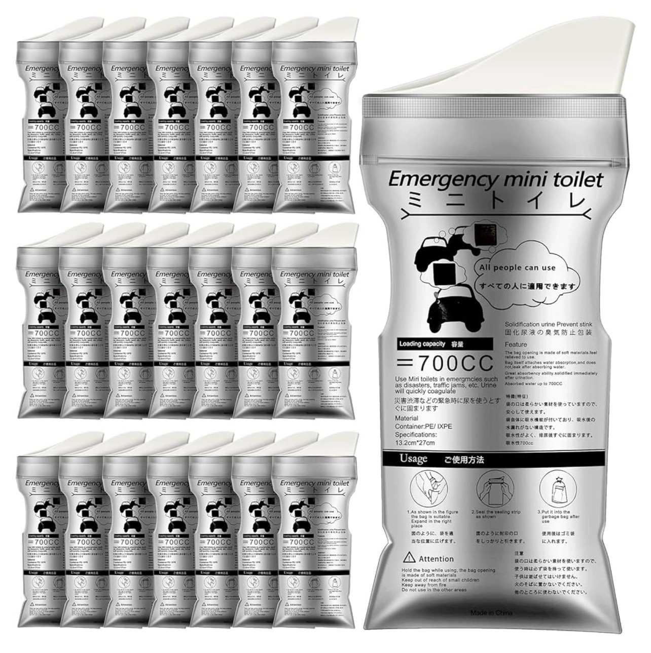 100 Pcs Disposable Pee Bags Bulk 700cc Portable Urine Bags Leakproof Traveling