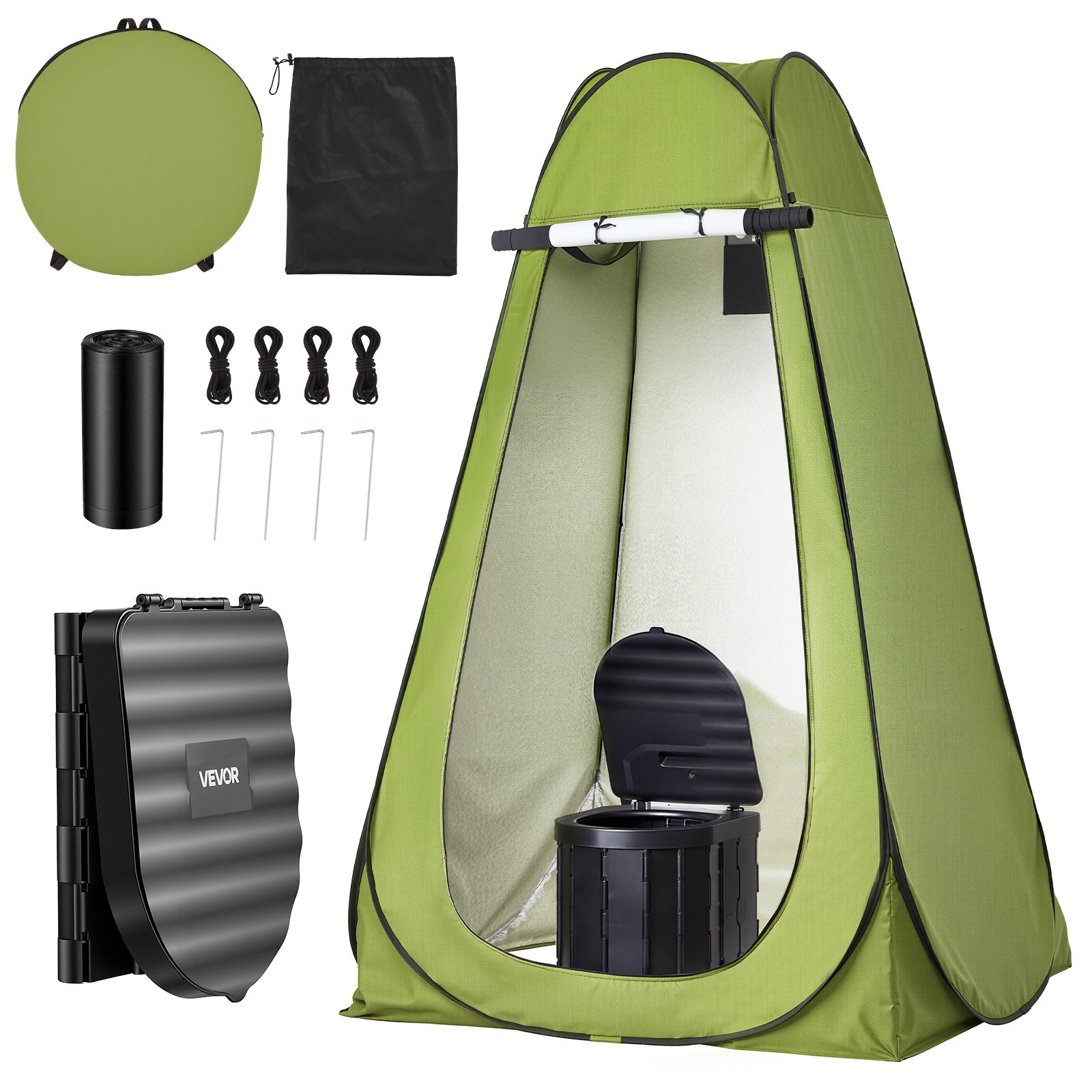 VEVOR Portable Toilet Pop Up Tent Folding Outdoor Camping Travel Potty 330 lbs
