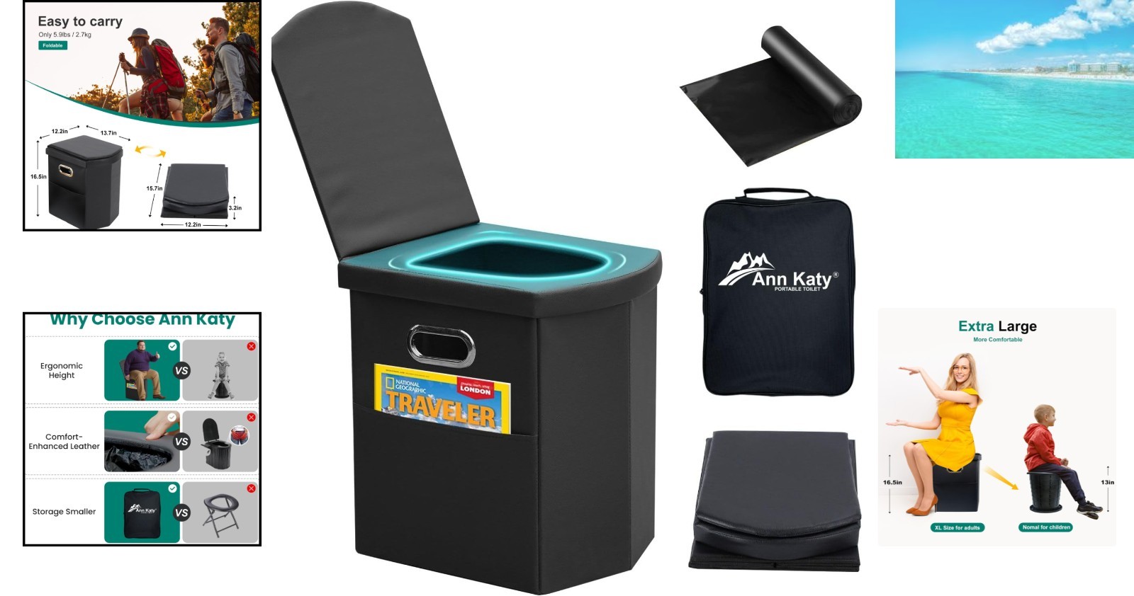 Ergonomic Portable Toilet for Adults & Kids – Perfect for Outdoor Activities