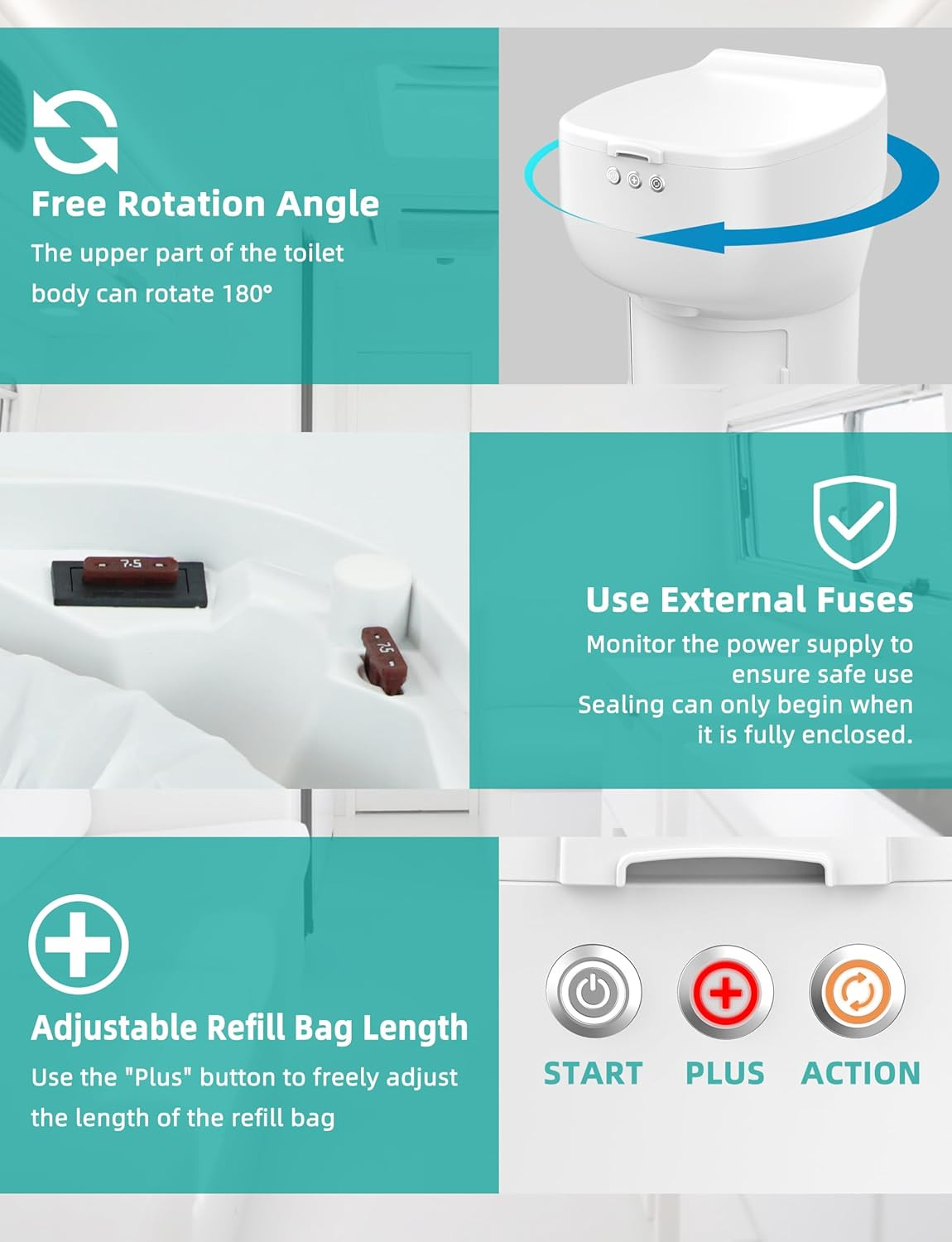 Waterless RV Toilet – Loo Seal R1808, Rechargeable & Easy to Use