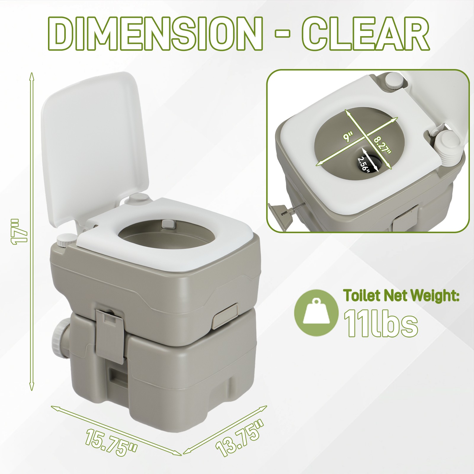 Used Portable Toilet Flush Travel Camping Commode Potty Outdoor/Indoor 5 Gallon
