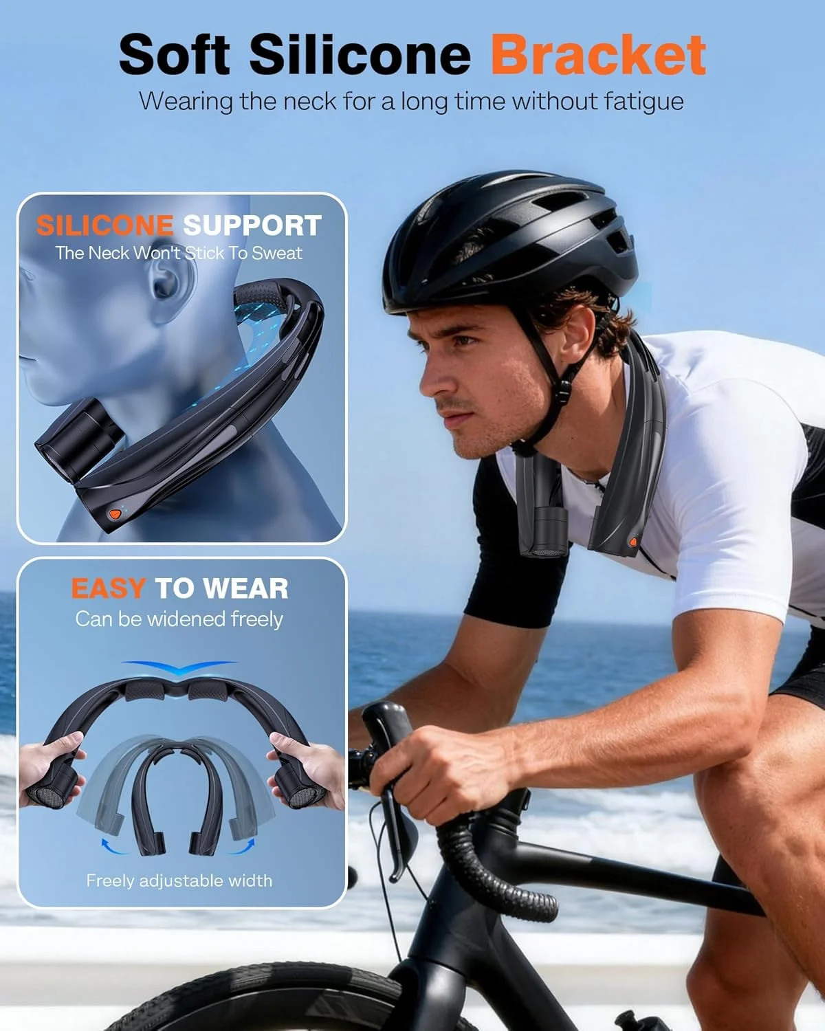 Portable Neck Fan, 6000mAh Personal Fan, 360° Cooling Rechargeable Wearable Fan,