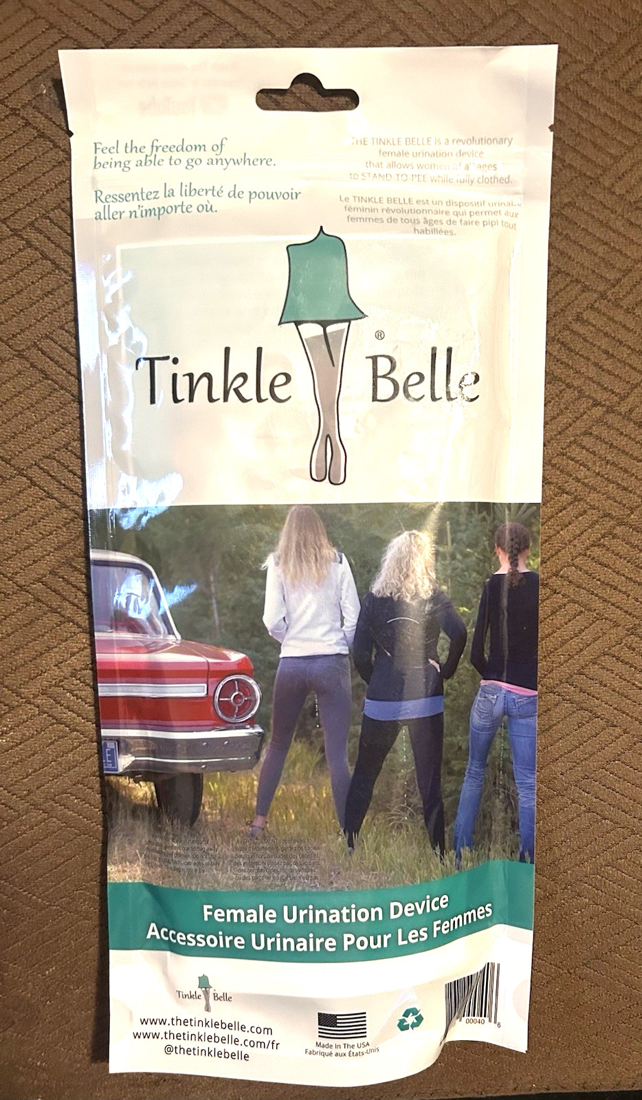 The Tinkle Belle Portable Female Urination Device Teal and Grey without Case