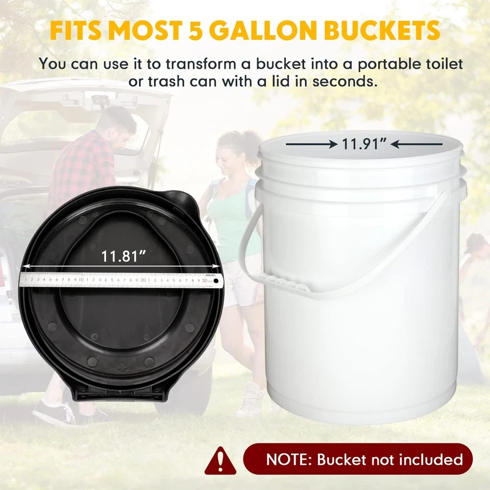 5 Gallon Bucket Toilet Seat with Lid Camping Bucket Toilet Seat with Bags Por