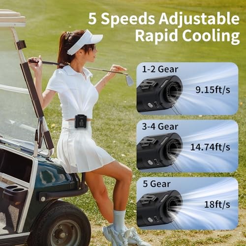 Socool 10000mAh Portable Waist Fan Clip on BLACK 10000.0 Milliamp Hours