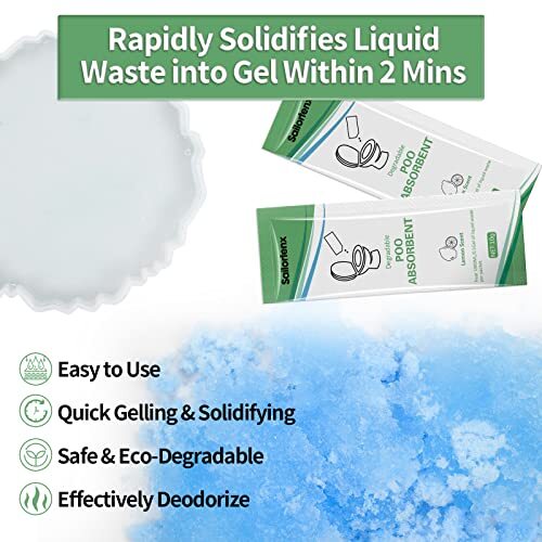 15 Pcs Poo Absorbent for Portable Toilet,Camping Toilet Chemicals,Eco Degradable