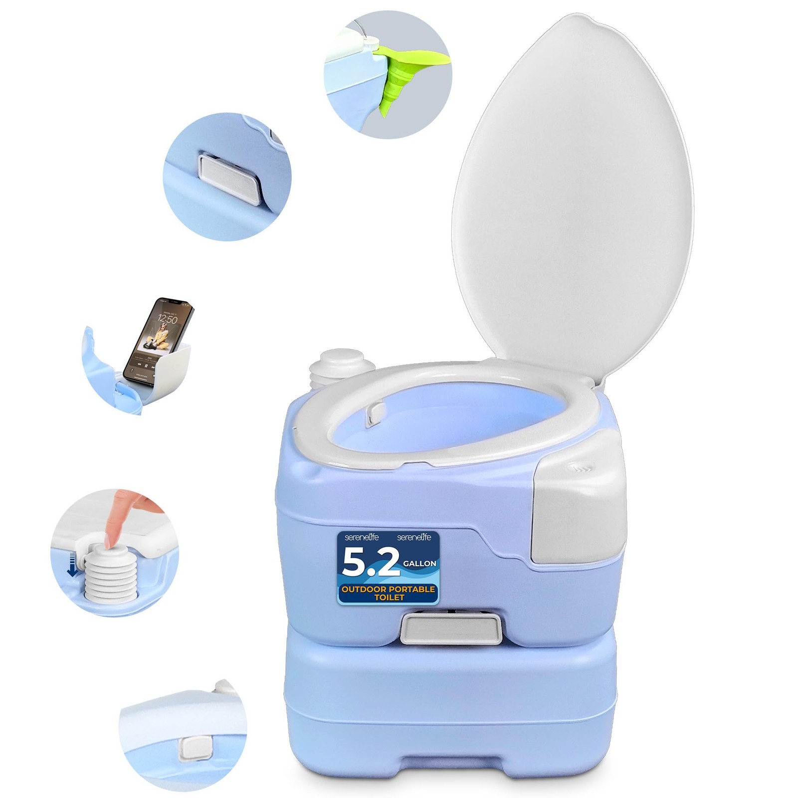 SereneLife 5.2 Gallon Portable Camping Toilet