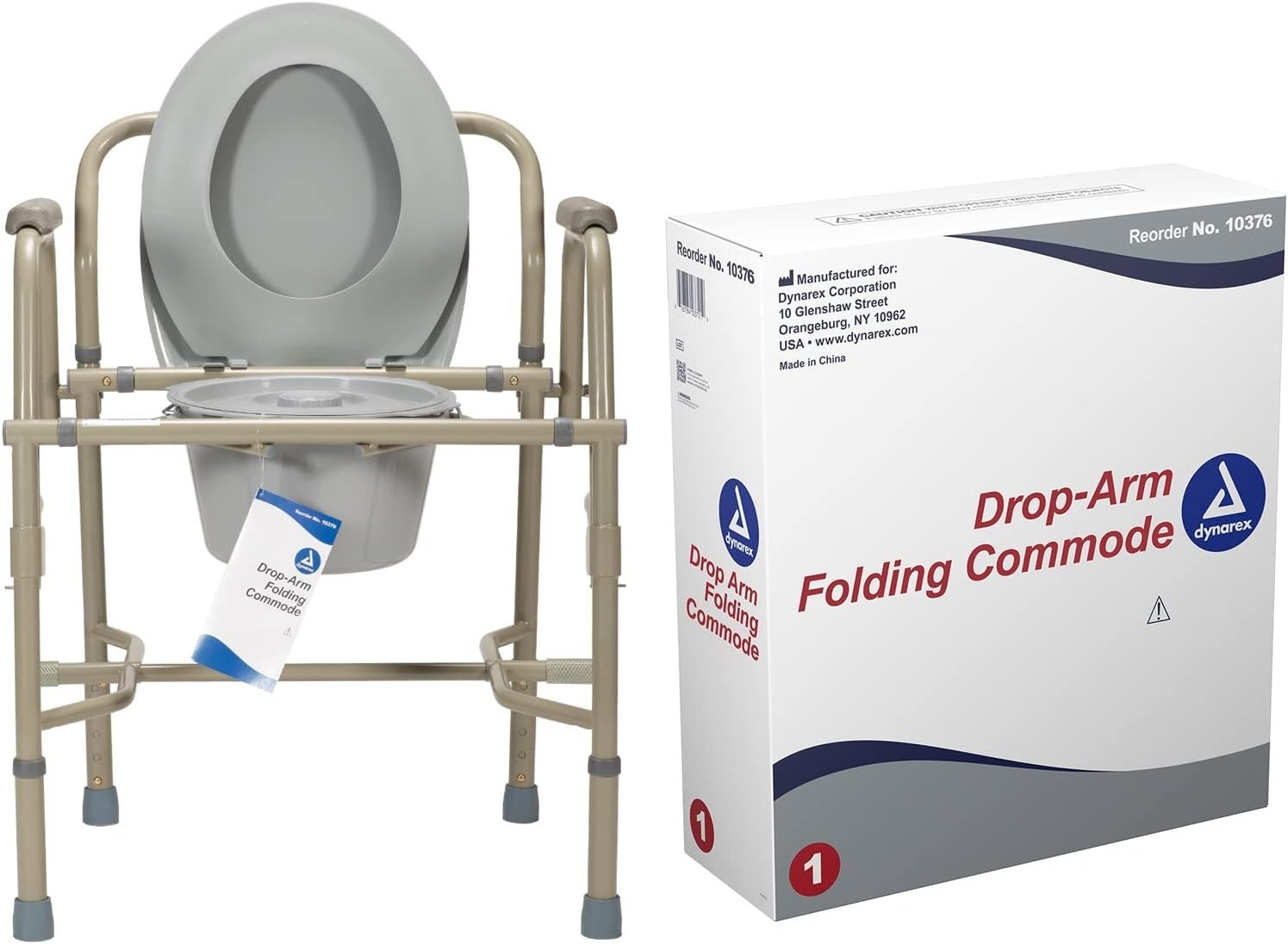 Heavy-Duty Drop-Arm Folding Commode – Adjustable, Portable Toilet for Safety