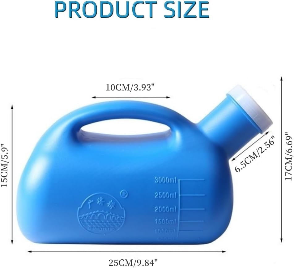 Large Capacity 3000ML Male Urinal – Ideal for Bedridden & Travel Use – Blue