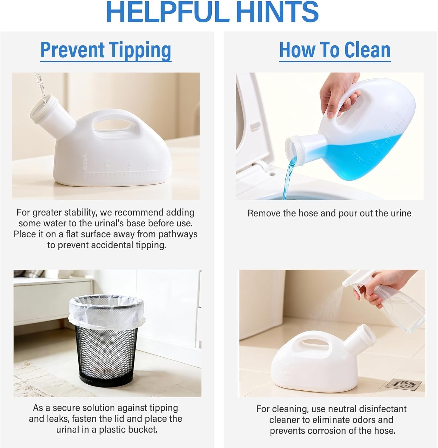 Female Urinal 2000ML Portable Pee Bottle Urinal for Women Hospital