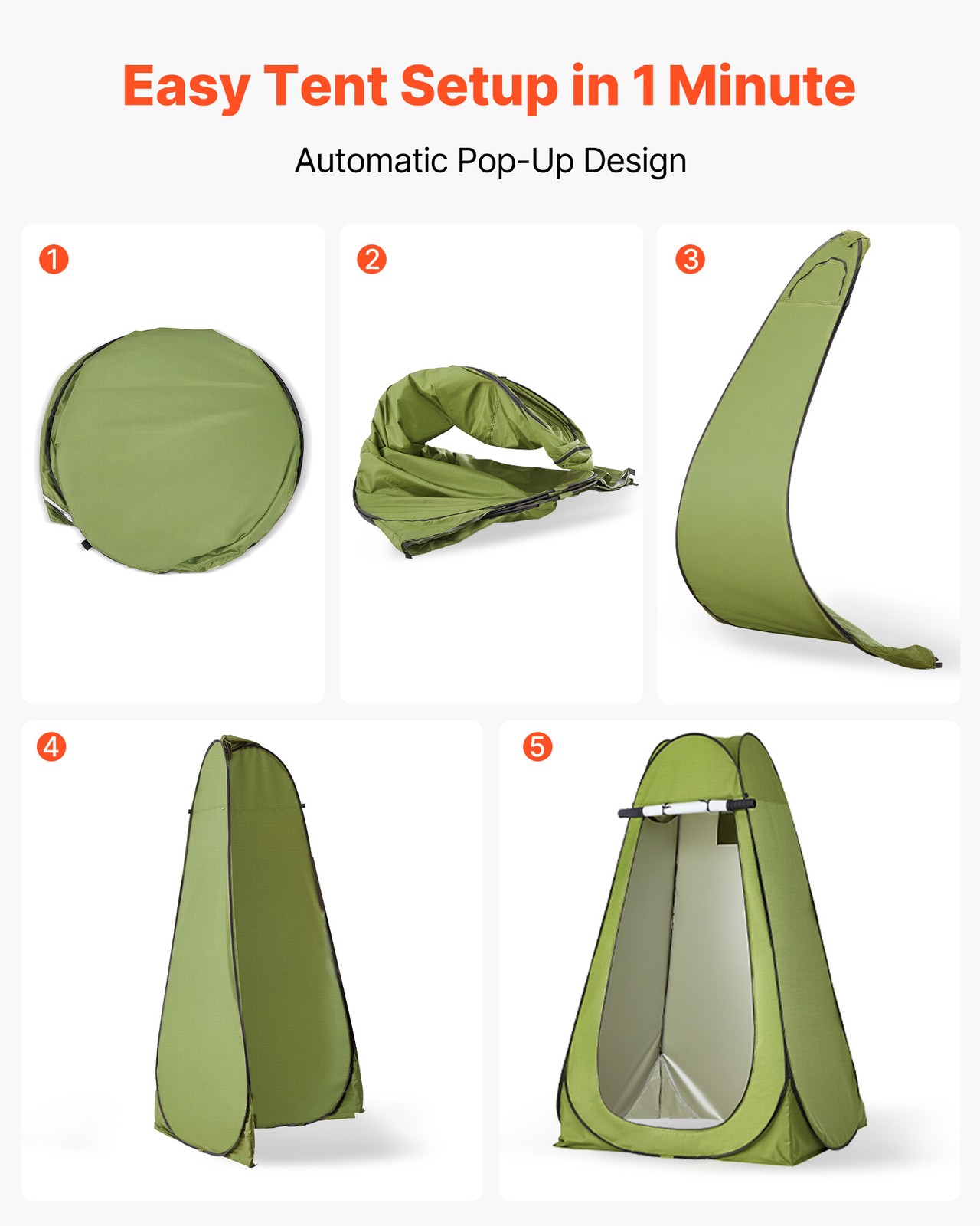 VEVOR Portable Toilet Pop Up Tent Folding Outdoor Camping Travel Potty 330 lbs