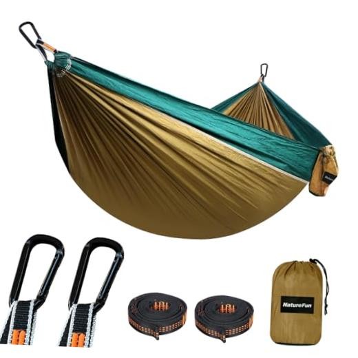 NATUREFUN Ultra-Light Travel Camping Hammock | 275x140cm Camel/Olive Green