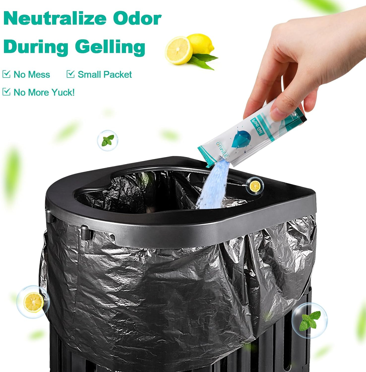 Lemon Portable Toilet Gel, Poo Gel for Potty, Camping Toilet Powder for Bucket